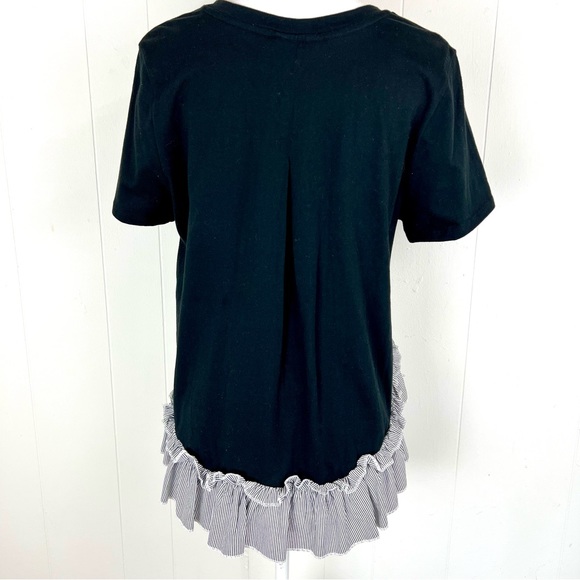 NICOLE MILLER NEW YOURK Super Cute High/ Low Ruffled Hem Short Sleeve Shirt - Picture 3 of 11